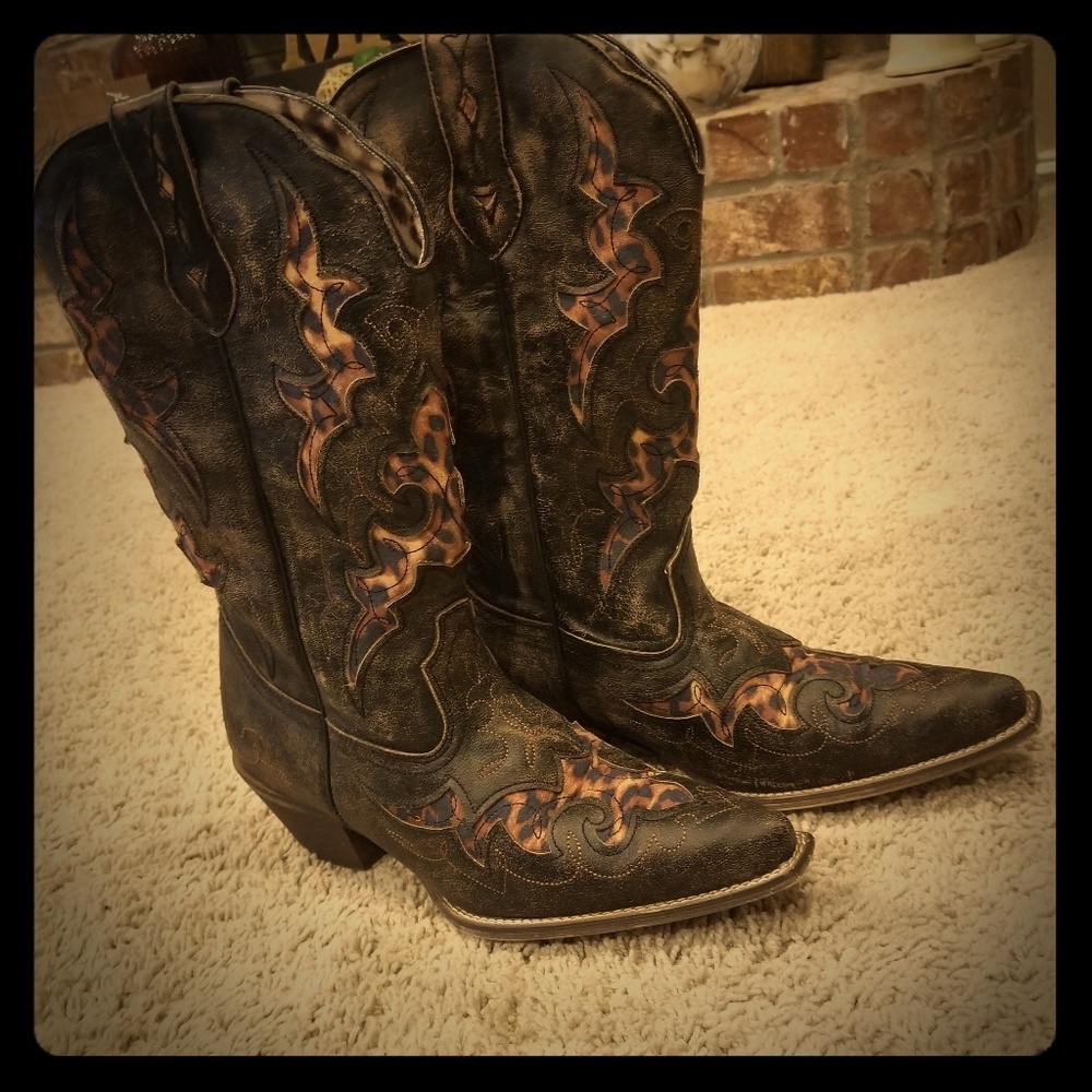 Leopard inlay cowboy Boots